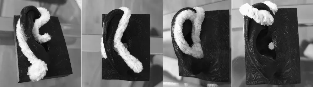Lo-fi earpiece prototypes made to test fit and comfort