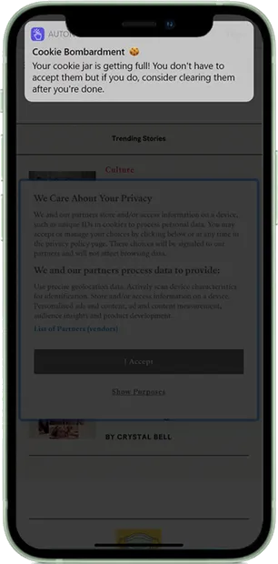 Cookie Bombardment: a reminder that tracking can be turned off