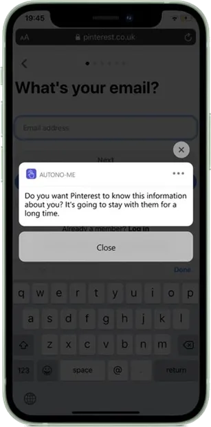 Form Alerts: a prompt before sharing an email address